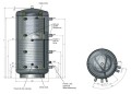 Bufor akumulacyjny zasobnik buforowy zbiornik w zbiorniku buforowy austria email bufor INOX KWS  1000l 1000 litrów z ociepleniem ECO SKIN 2.0 z wężownicą nierdzewną do cwu higieniczny przekrój