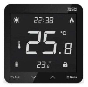 Regulator pokojowy przewodowy ST-297 v 3 TECH dwustanowy czarny